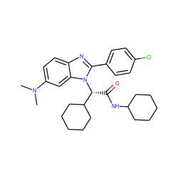 CN(C)c1ccc2nc(-c3ccc(Cl)cc3)n([C@H](C(=O)NC3CCCCC3)C3CCCCC3)c2c1 ZINC000066258473