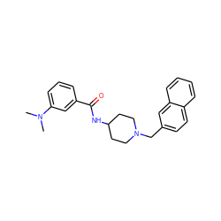 CN(C)c1cccc(C(=O)NC2CCN(Cc3ccc4ccccc4c3)CC2)c1 ZINC000036351718