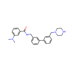 CN(C)c1cccc(C(=O)NCc2cccc(-c3cccc(CN4CCNCC4)c3)c2)c1 ZINC000034638596