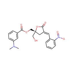 CN(C)c1cccc(C(=O)OC[C@]2(CO)C/C(=C\c3ccccc3[N+](=O)[O-])C(=O)O2)c1 ZINC000040394850