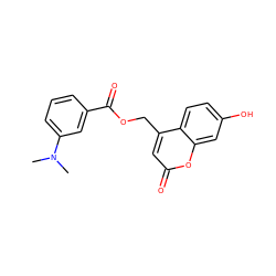 CN(C)c1cccc(C(=O)OCc2cc(=O)oc3cc(O)ccc23)c1 ZINC000002643041