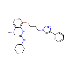 CN(C)c1cccc(OCCCn2cnc(-c3ccccc3)c2)c1NC(=O)NC1CCCCC1 ZINC000013827527