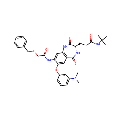 CN(C)c1cccc(Oc2cc3c(cc2NC(=O)COCc2ccccc2)NC(=O)[C@@H](CCC(=O)NC(C)(C)C)NC3=O)c1 ZINC001772575411