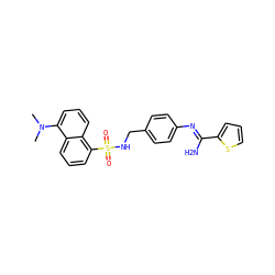 CN(C)c1cccc2c(S(=O)(=O)NCc3ccc(N=C(N)c4cccs4)cc3)cccc12 ZINC001772636642