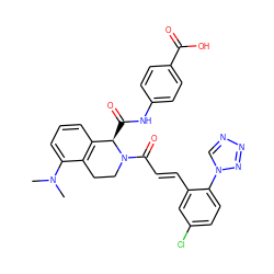 CN(C)c1cccc2c1CCN(C(=O)/C=C/c1cc(Cl)ccc1-n1cnnn1)[C@@H]2C(=O)Nc1ccc(C(=O)O)cc1 ZINC000145845933