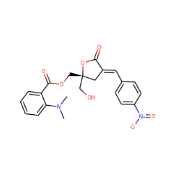 CN(C)c1ccccc1C(=O)OC[C@]1(CO)C/C(=C\c2ccc([N+](=O)[O-])cc2)C(=O)O1 ZINC000040891853