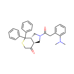 CN(C)c1ccccc1CC(=O)N1C[C@H]2C(=O)CSC(c3ccccc3)(c3ccccc3)[C@@H]2C1 ZINC000029344422