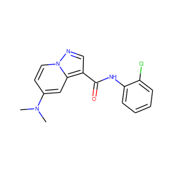 CN(C)c1ccn2ncc(C(=O)Nc3ccccc3Cl)c2c1 ZINC000048964516