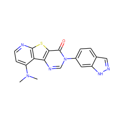 CN(C)c1ccnc2sc3c(=O)n(-c4ccc5cn[nH]c5c4)cnc3c12 ZINC000013676099