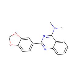 CN(C)c1nc(-c2ccc3c(c2)OCO3)nc2ccccc12 ZINC000004265474