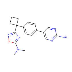 CN(C)c1nc(C2(c3ccc(-c4cnc(N)nc4)cc3)CCC2)no1 ZINC000149891610
