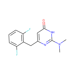 CN(C)c1nc(Cc2c(F)cccc2F)cc(=O)[nH]1 ZINC000000024491