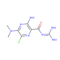 CN(C)c1nc(N)c(C(=O)N=C(N)N)nc1Cl ZINC000003871090