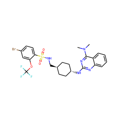 CN(C)c1nc(N[C@H]2CC[C@H](CNS(=O)(=O)c3ccc(Br)cc3OC(F)(F)F)CC2)nc2ccccc12 ZINC000168807267