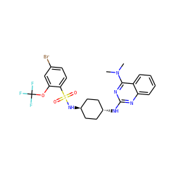 CN(C)c1nc(N[C@H]2CC[C@H](NS(=O)(=O)c3ccc(Br)cc3OC(F)(F)F)CC2)nc2ccccc12 ZINC000140023367