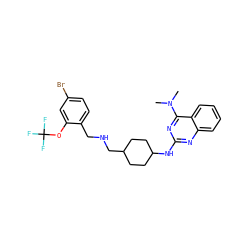 CN(C)c1nc(NC2CCC(CNCc3ccc(Br)cc3OC(F)(F)F)CC2)nc2ccccc12 ZINC000006717725