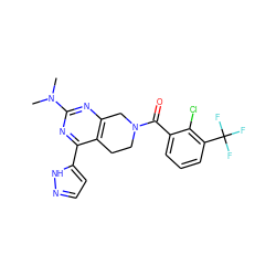 CN(C)c1nc2c(c(-c3ccn[nH]3)n1)CCN(C(=O)c1cccc(C(F)(F)F)c1Cl)C2 ZINC000219495383