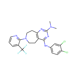 CN(C)c1nc2c(c(Nc3ccc(Cl)c(Cl)c3)n1)CCN(c1ncccc1C(F)(F)F)CC2 ZINC000145012432