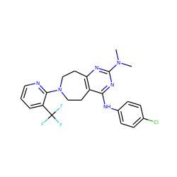 CN(C)c1nc2c(c(Nc3ccc(Cl)cc3)n1)CCN(c1ncccc1C(F)(F)F)CC2 ZINC000144876788