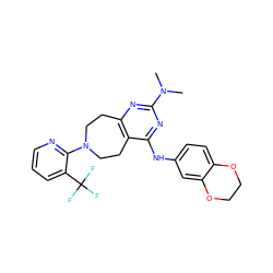 CN(C)c1nc2c(c(Nc3ccc4c(c3)OCCO4)n1)CCN(c1ncccc1C(F)(F)F)CC2 ZINC000144934303