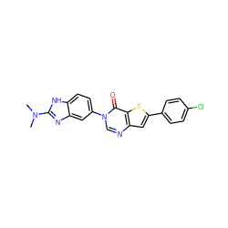 CN(C)c1nc2cc(-n3cnc4cc(-c5ccc(Cl)cc5)sc4c3=O)ccc2[nH]1 ZINC000040568028