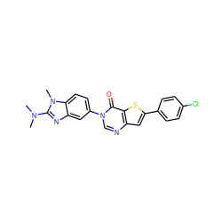 CN(C)c1nc2cc(-n3cnc4cc(-c5ccc(Cl)cc5)sc4c3=O)ccc2n1C ZINC000040767042