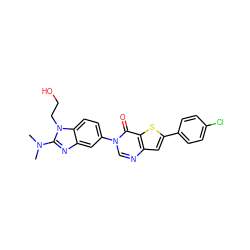 CN(C)c1nc2cc(-n3cnc4cc(-c5ccc(Cl)cc5)sc4c3=O)ccc2n1CCO ZINC000040568673