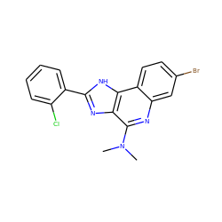 CN(C)c1nc2cc(Br)ccc2c2[nH]c(-c3ccccc3Cl)nc12 ZINC000095602237