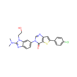 CN(C)c1nc2ccc(-n3cnc4cc(-c5ccc(Cl)cc5)sc4c3=O)cc2n1CCO ZINC000040575952