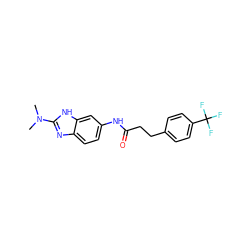 CN(C)c1nc2ccc(NC(=O)CCc3ccc(C(F)(F)F)cc3)cc2[nH]1 ZINC000040425143