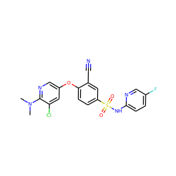 CN(C)c1ncc(Oc2ccc(S(=O)(=O)Nc3ccc(F)cn3)cc2C#N)cc1Cl ZINC000473228756