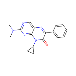 CN(C)c1ncc2nc(-c3ccccc3)c(=O)n(C3CC3)c2n1 ZINC000004238300