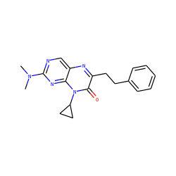 CN(C)c1ncc2nc(CCc3ccccc3)c(=O)n(C3CC3)c2n1 ZINC000004238889