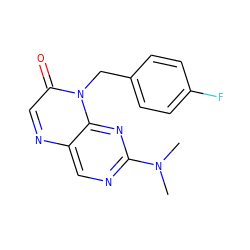 CN(C)c1ncc2ncc(=O)n(Cc3ccc(F)cc3)c2n1 ZINC000004238289