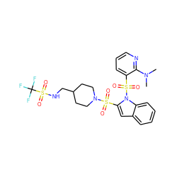 CN(C)c1ncccc1S(=O)(=O)n1c(S(=O)(=O)N2CCC(CNS(=O)(=O)C(F)(F)F)CC2)cc2ccccc21 ZINC000064514113