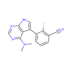 CN(C)c1ncnc2[nH]cc(-c3cccc(C#N)c3F)c12 ZINC000210724059