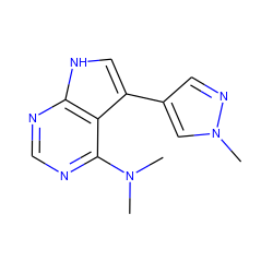 CN(C)c1ncnc2[nH]cc(-c3cnn(C)c3)c12 ZINC000224877183