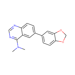 CN(C)c1ncnc2ccc(-c3ccc4c(c3)OCO4)cc12 ZINC000004266082