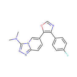 CN(C)c1nnc2ccc(-c3ocnc3-c3ccc(F)cc3)cn12 ZINC000014961264