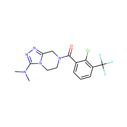 CN(C)c1nnc2n1CCN(C(=O)c1cccc(C(F)(F)F)c1Cl)C2 ZINC000095565694