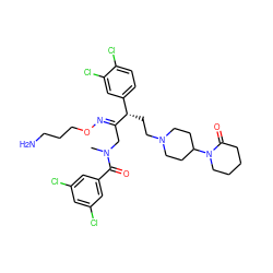 CN(C/C(=N\OCCCN)[C@@H](CCN1CCC(N2CCCCC2=O)CC1)c1ccc(Cl)c(Cl)c1)C(=O)c1cc(Cl)cc(Cl)c1 ZINC000027885163