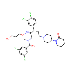 CN(C/C(=N\OCCCO)[C@@H](CCN1CCC(N2CCCCC2=O)CC1)c1ccc(Cl)c(Cl)c1)C(=O)c1cc(Cl)cc(Cl)c1 ZINC000027896505