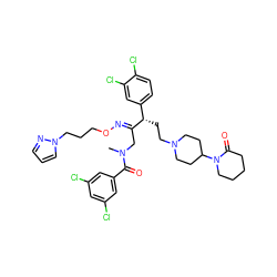 CN(C/C(=N\OCCCn1cccn1)[C@@H](CCN1CCC(N2CCCCC2=O)CC1)c1ccc(Cl)c(Cl)c1)C(=O)c1cc(Cl)cc(Cl)c1 ZINC000027900646