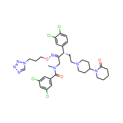 CN(C/C(=N\OCCCn1cnnn1)[C@@H](CCN1CCC(N2CCCCC2=O)CC1)c1ccc(Cl)c(Cl)c1)C(=O)c1cc(Cl)cc(Cl)c1 ZINC000027900658