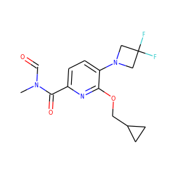 CN(C=O)C(=O)c1ccc(N2CC(F)(F)C2)c(OCC2CC2)n1 ZINC000146148555