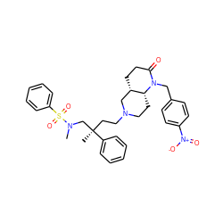 CN(C[C@@](C)(CCN1CC[C@@H]2[C@@H](CCC(=O)N2Cc2ccc([N+](=O)[O-])cc2)C1)c1ccccc1)S(=O)(=O)c1ccccc1 ZINC000028122918