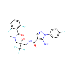 CN(C[C@@](O)(CNC(=O)c1cnn(-c2ccc(F)cc2)c1N)C(F)(F)F)C(=O)c1c(F)cccc1F ZINC000040391719