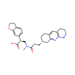 CN(C[C@@H](C(=O)O)c1ccc2c(c1)OCC2)C(=O)CC[C@@H]1CCc2cc3c(nc2C1)NCCC3 ZINC000013860644