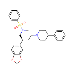 CN(C[C@@H](CCN1CCC(c2ccccc2)CC1)c1ccc2c(c1)OCO2)S(=O)(=O)c1ccccc1 ZINC000013479350