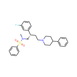 CN(C[C@@H](CCN1CCC(c2ccccc2)CC1)c1cccc(F)c1)S(=O)(=O)c1ccccc1 ZINC000013479351